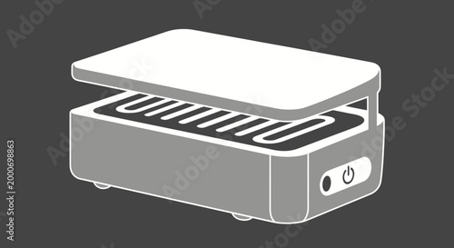 Modern Electric Grill Appliance with Open Lid, Kitchen Gadget Icon
