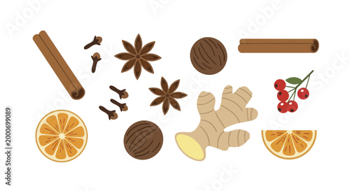 Aromatic Spices and Fruits for Festive Beverages and Culinary Creations.