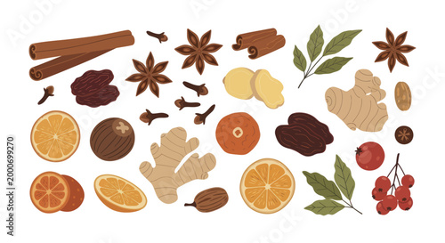 Aromatic Spices and Fruits for Mulled Wine and Winter Drinks.