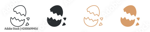 Broken egg shell icon set. cracked egg symbol. food preparation and cooking concept. vector illustration.