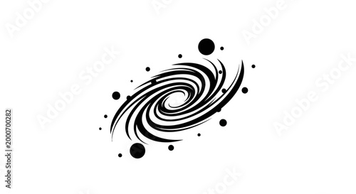 Black swirling galaxy spiral shape.