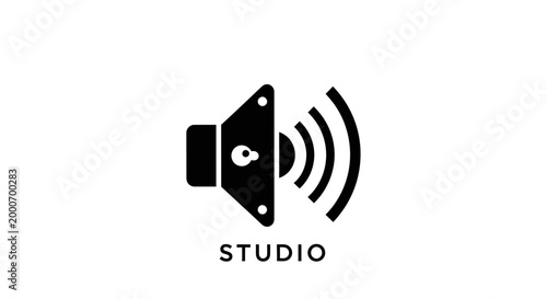 Black studio speaker icon logo.