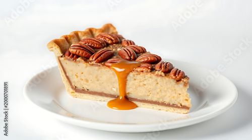 Delicious Pecan Pie with Caramel Drip – Classic Sweet Dessert and Bakery Treat