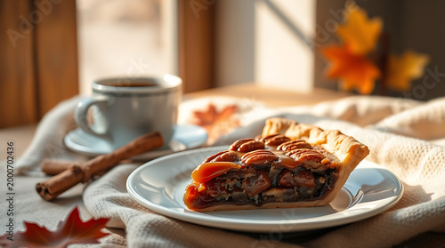 Golden Pecan Pie with Syrup Drizzle – Rich Homemade Dessert and Bakery Scene
