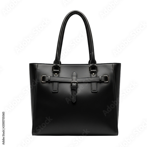 Black tote handbag with chain handle