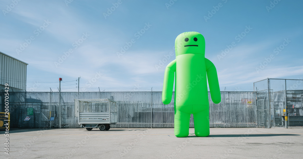 Fototapeta premium Large green inflatable figure outdoors
