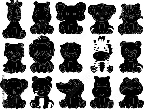 set of funny animals
