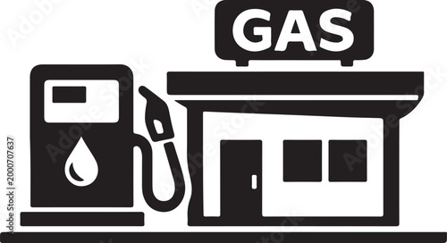 Gas station icon vector with fuel pump design for petrol service transportation navigation signage use.