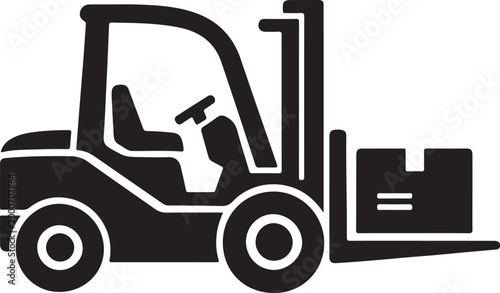 Forklift icon vector with warehouse logistics lifting machine for cargo transport industry and industrial warehouse use.
