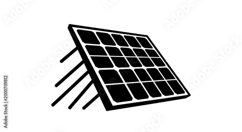 Minimalist graphic of a solar panel generating clean, renewable, sustainable energy