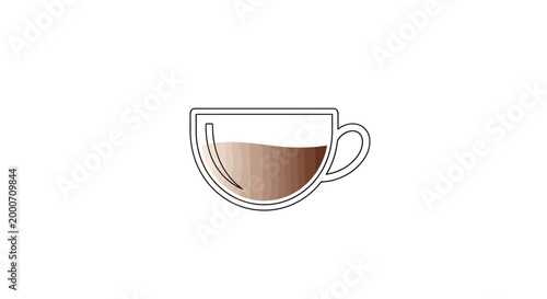 Minimalist Illustration of a Coffee Cup with a Brown Gradient on a White Background