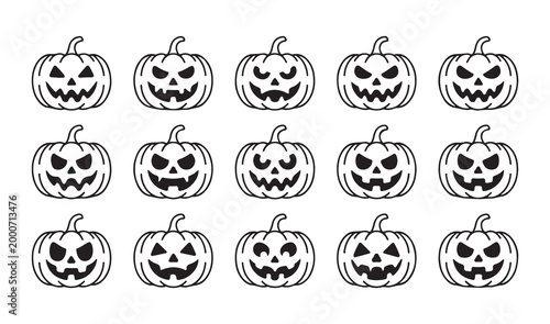 Pumpkin halloween vector icon jack o lantern symbol ghost sign spooky illustration background.