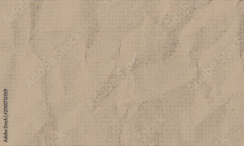 Halftone Brown Crumpled Kraft Paper Texture Background Surface. Recycled Crumpled Paper Texture Overlay. Rustic Sandstone Paper Folds.