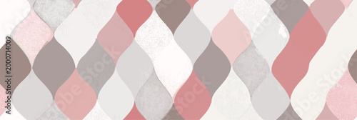 Seamless pattern with geometric shapes and linen texture. Abstract flowing pattern having soft pink and grey colors with a subtle fabric texture