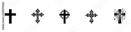 Christian cross icon collection. Religious cross icon. Vector illustration. EPS 10