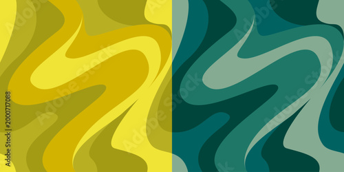 Retro Vertical Waves Olive Lime 70s Hippie Geometric Pattern