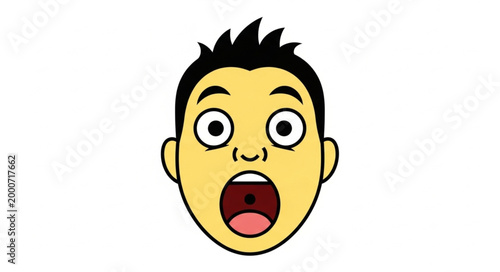 Tableau sur toile Shocked Man Face Expression Cartoon Illustration.