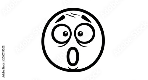 Shocked Emoji Face Cartoon Drawing.