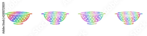 Rainbow sketch colander icon design set