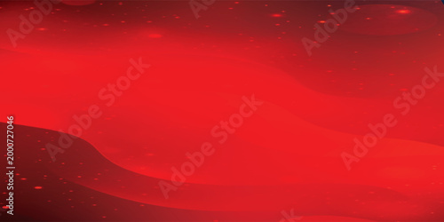 Abstract red background with subtle dark waves and glowing particles creating a dynamic and vibrant visual effect.