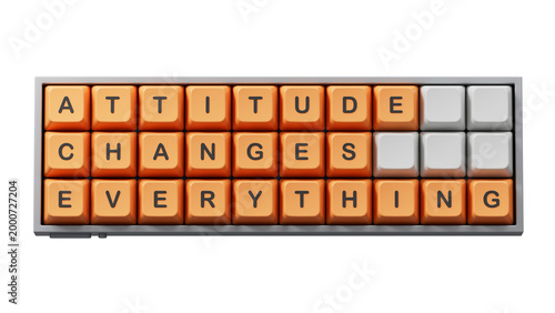 Fotografia Computer keyboard keys with words Attitude Changes Everything