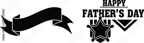 father s day banner with star badge and ribbon