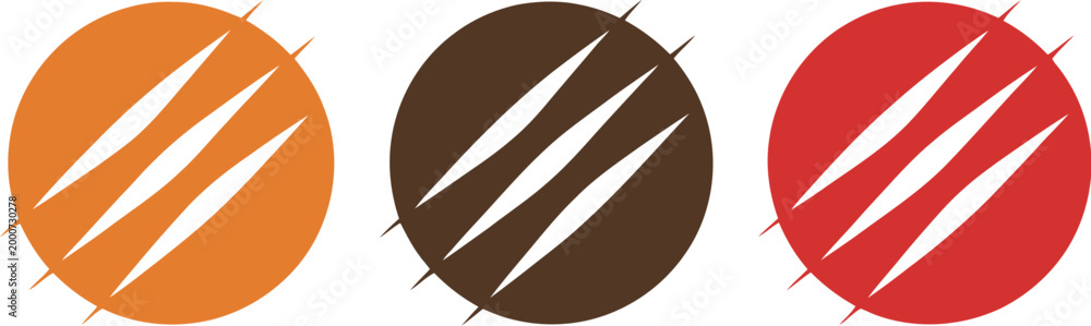 Obraz premium Scratch claw mark icon set, jagged tear and claw scratch symbols illustrating damage effect aggression horror texture and distressed graphic design elements.