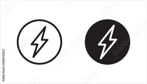 Lightning icon set. Electric sign and symbol. Power icon. Energy sign. Lightning power icon, vector illustration.