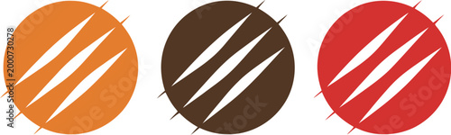 Scratch claw mark icon set, jagged tear and claw scratch symbols illustrating damage effect aggression horror texture and distressed graphic design elements.