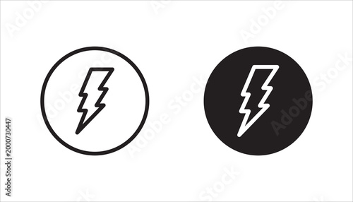 Lightning icon set. Electric sign and symbol. Power icon. Energy sign. Lightning power icon, vector illustration.