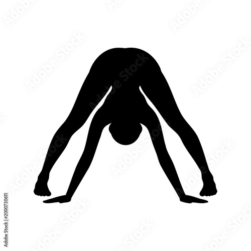 Yoga icon, silhouette, white background, vector illustration