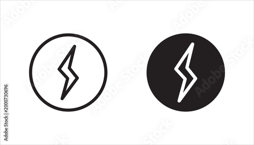 Lightning icon set. Electric sign and symbol. Power icon. Energy sign. Lightning power icon, vector illustration.