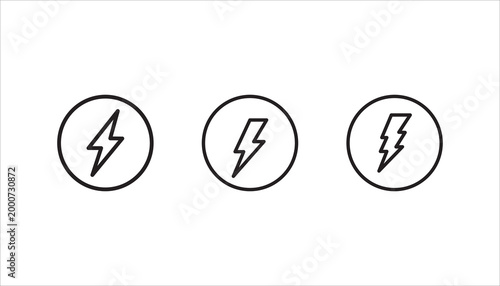 Lightning icon set. Electric sign and symbol. Power icon. Energy sign. Lightning power icon, vector illustration.