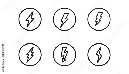 Lightning icon set. Electric sign and symbol. Power icon. Energy sign. Lightning power icon, vector illustration.