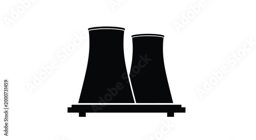 Power Plant Silhouette: A stark, yet clean, silhouette of a power plant against a clear sky, symbolizing industry, energy, and innovation.