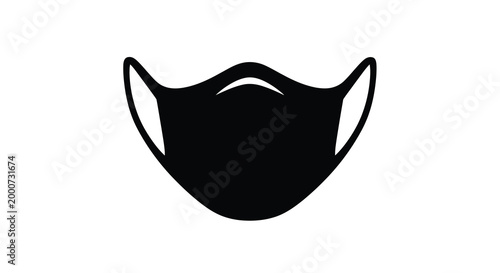 Protective Mask Silhouette: A minimalist monochrome depiction of a face mask, essential for health and safety, symbolizing protection, and a commitment to well-being.