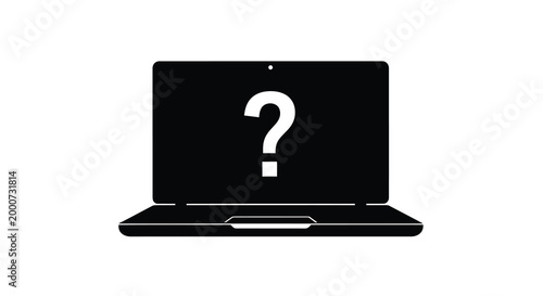 Laptop with Question Mark: An enigmatic laptop screen illuminated with a prominent question mark, symbolizing curiosity, inquiry, and the search for answers in the realm of technology and information.