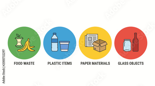 Billede på lærred Waste Sorting and Recycling Categories for Environmental Responsibility