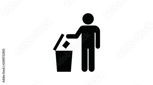 Person throwing trash into a bin symbol.
