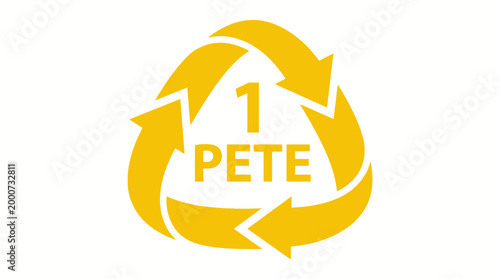 PETE 1 recycling symbol in yellow, representing plastic bottle recycling.