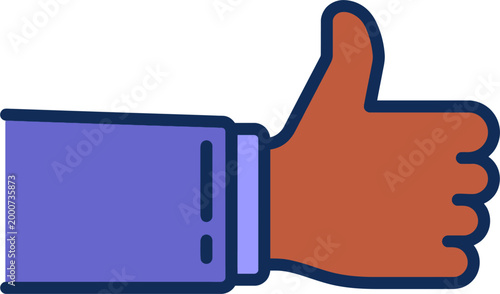 Vibrant cartoon illustration of a hand giving a positive thumbs-up gesture, symbolizing agreement, approval, and success in digital communication and feedback