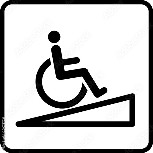 Foto Accessible Wheelchair Ramp Sign Icon Minimal Vector Accessibility Incline Symbol
