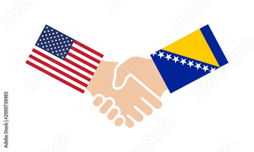 United States and Bosnia and Herzegovina handshake diplomacy symbol