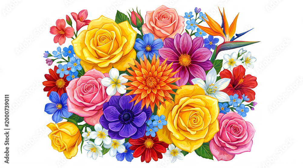 Naklejka premium Bouquet of colorful flowers