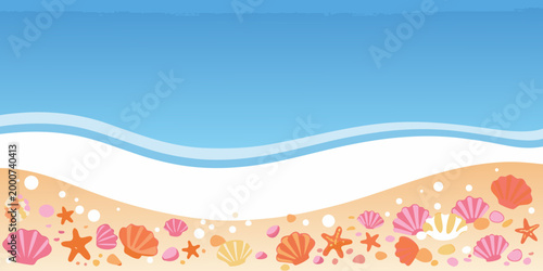 beach scene with colorful shells and starfish on sandy shore high quality professional detailed modern