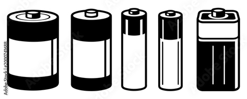 battery types icon set vector