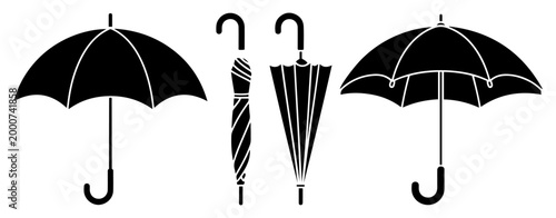 umbrella open closed icon set