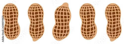 peanut healthy snack food icon set