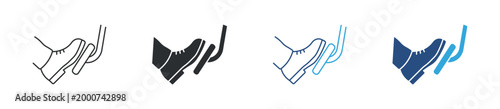 Foot pedal icon set. control mechanism symbol. machine operation and press action concept. vector illustration.