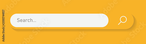 3d search bar internet browser engine yellow color. magnifying glass icon on yellow background. vector Illustration